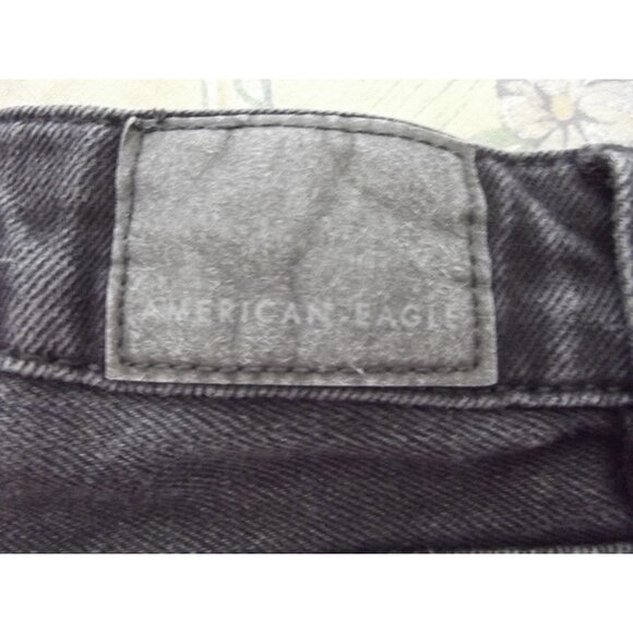 American Eagle Mom Straight Jeans Womens 00 black distressed ripped knee - Picture 9 of 11
